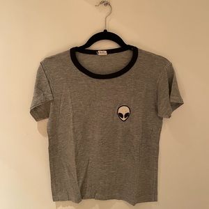 Brandy Melville Gray Alien Top with Black neck detail